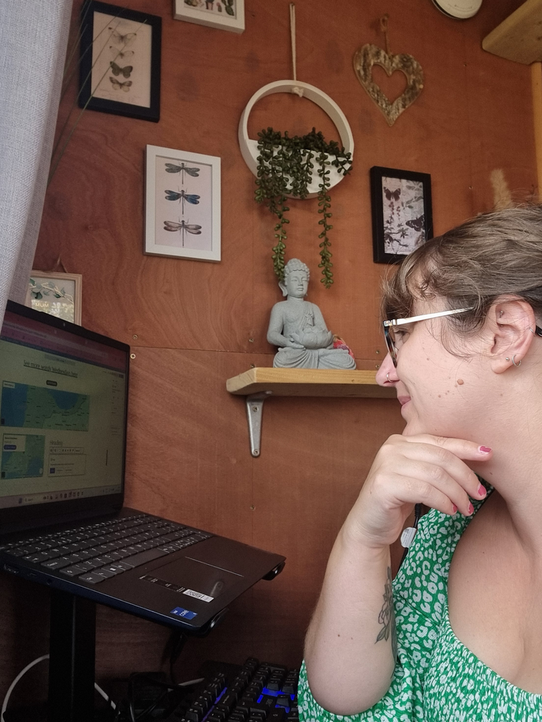 An image of Sian Spencer supporting a client online.
